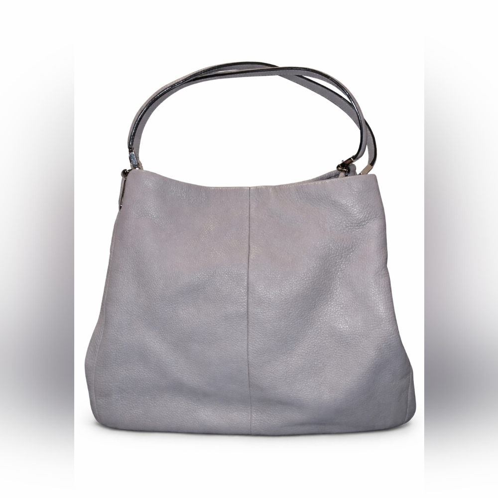 Coach Madison 24621 Pebbled Leather Triple Compartment Tote Gray Lime Lining Y2K